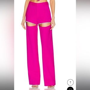 AREA Crystal slit pant - fuchsia